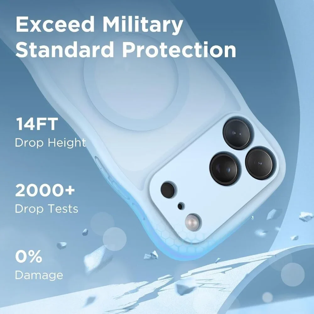 Women Light Blue Iphone 17 Pro Max Case Full Camera Protection Mag Safe